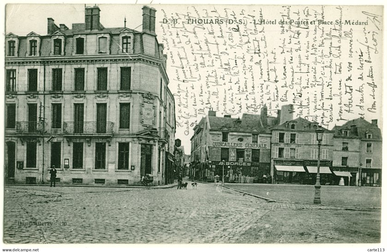 79 - B18184CPA - THOUARS - Hotel Des Postes Et Place Saint Medard - Très Bon état - DEUX-SEVRES - Thouars