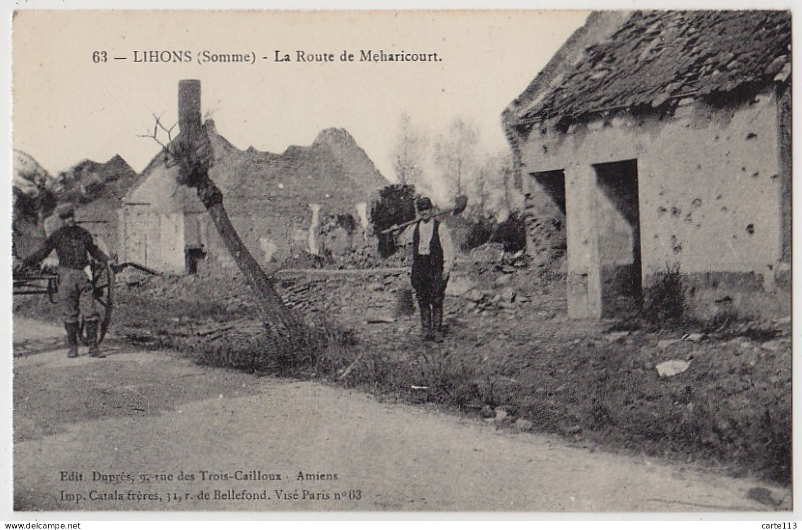 80 - B17904CPA - LIHONS EN SANTERRE - La Route De Meharicourt - Parfait état - SOMME - Hornoy Le Bourg