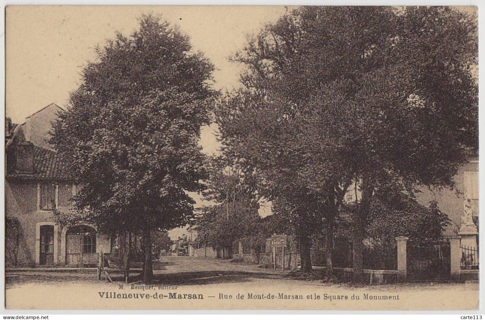 40 - B16955CPA - VILLENEUVE DE MARSAN - Rue De Mont De Marsan Et  Square Du Monument - Très Bon état - LANDES - Villeneuve De Marsan