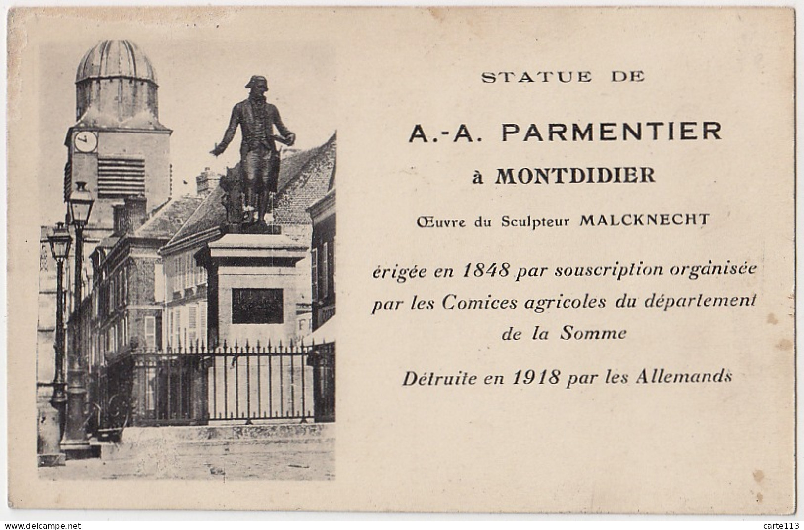 80 - B16858CPA - MONTDIDIER - Statue De Parmentier - Bon état - SOMME - Montdidier