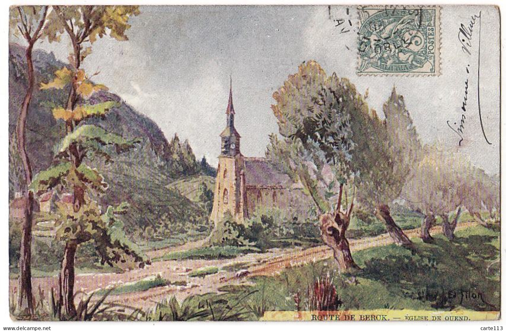 80 - B16848CPA - QUEND - Eglise, Route De Berck - Peinture - Carte Pionniere - Bon état - SOMME - Quend