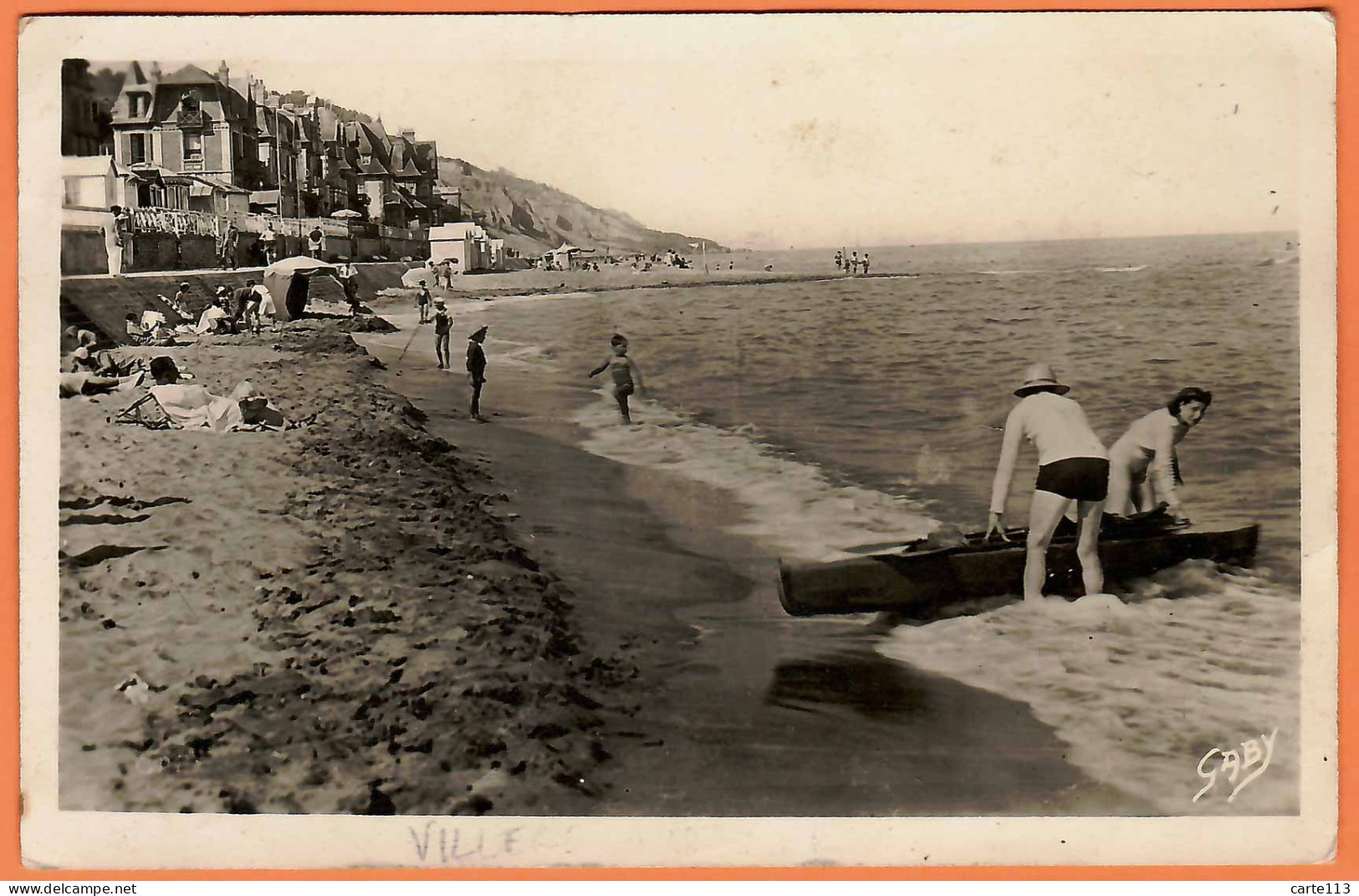 14 - B33824CPA - VILLERS SUR MER - Kayak-Canoe - Un Coin De La Plage - Les Falaises - Très Bon état - CALVADOS - Villers Sur Mer