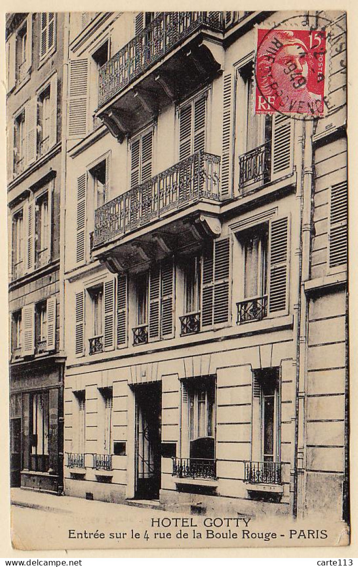 75 - B19572CPA - PARIS - ARR. 09 - Hotel GOTTY - 4 Rue De La Boule Rouge - Bon état - PARIS - Distretto: 09