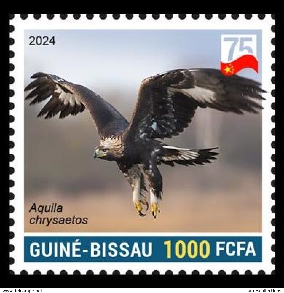 GUINEA BISSAU 2024 STAMP 1V - CHINA BIRDS - EAGLE EAGLES AIGLE AIGLES - 75 ANNIV. OF CHINA - MNH - Arends & Roofvogels