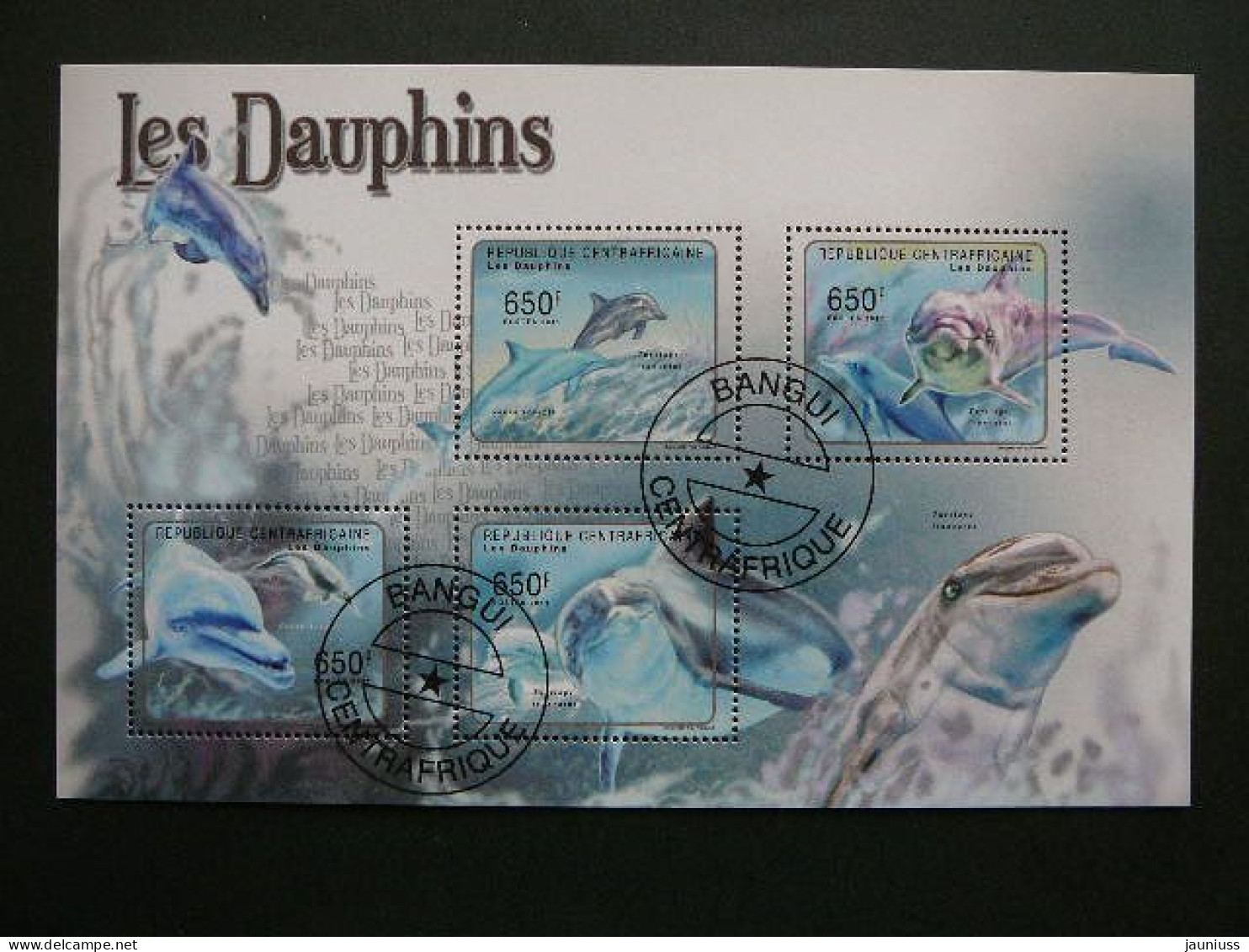 Dolphins. Delfine. Dauphins # Central African Republic # 2011 Used S/s #122 Marine Mammals - Dolfijnen