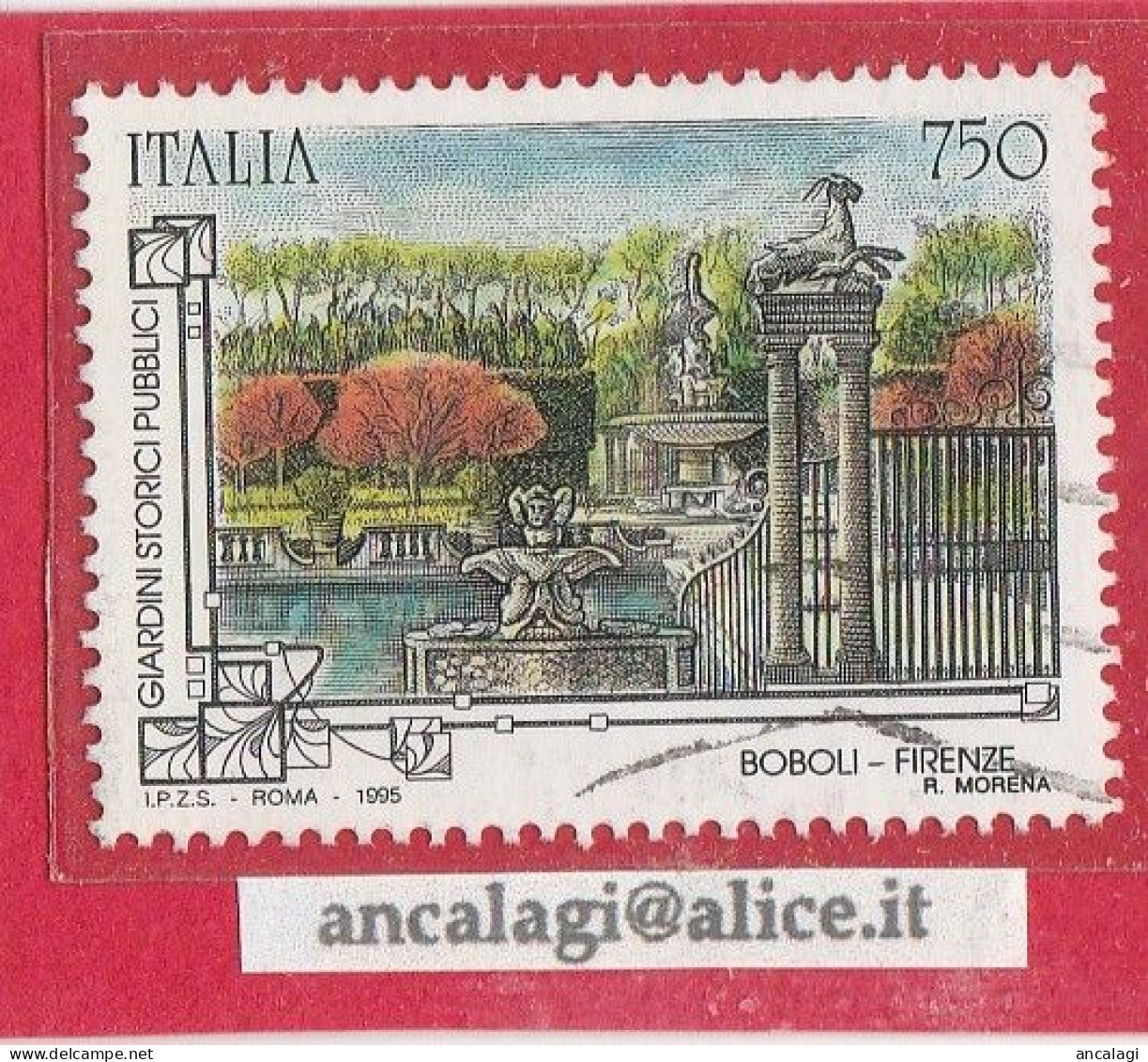 USATI ITALIA 1995 - Ref.0725B "GIARDINI STORICI D'ITALIA" 1 Val. - - 1991-00: Usati