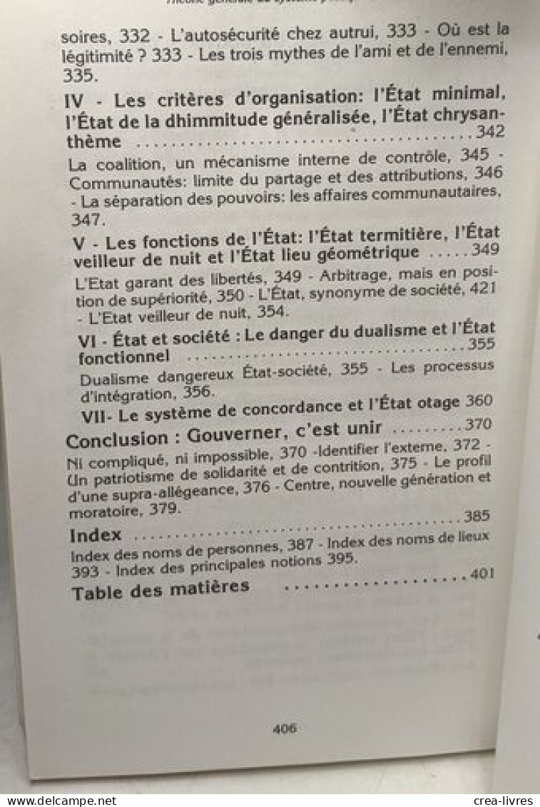 Théorie Générale Du Système Politique Libanais: Essai Comparé Sur Les Fondements Et Les Perspectives D'évolution D'un Sy - Politique