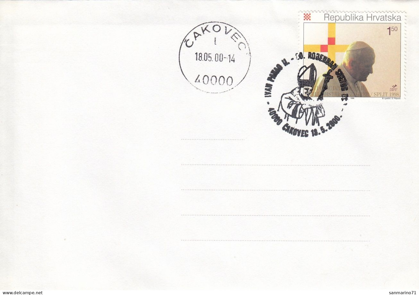 CROATIA Cover 285,popes - Croacia