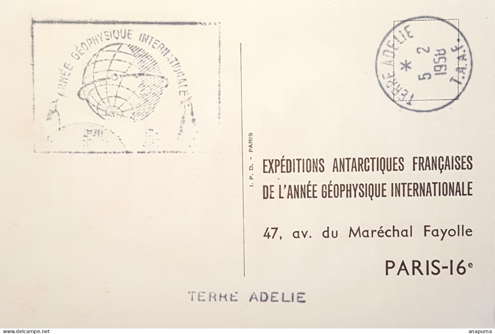 Terre Adélie, Rare Double Date 8/1/1958 Et 5/2/58, Cami, AGI, Signé G.Rouillon, AGI,EPF, Missions Paul Emile Victor - Cartas & Documentos