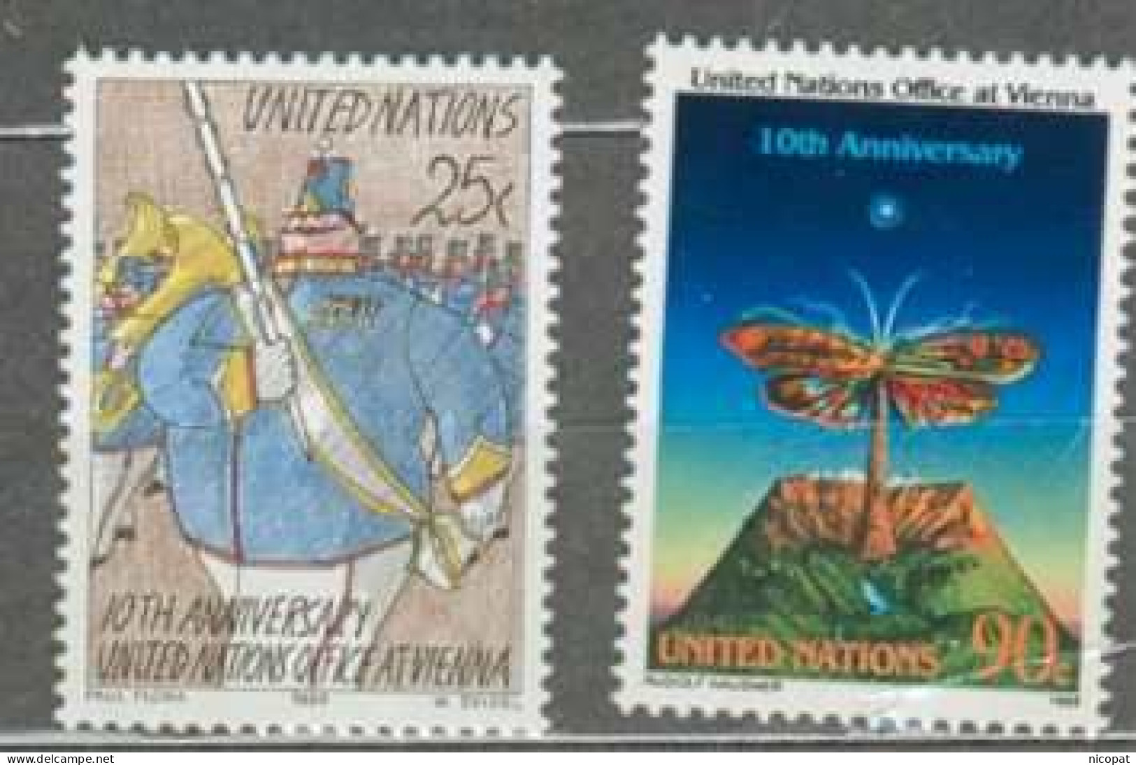 ONU NEW YORK MNH ** 545-546 Centre De Vienne Parade Militaire Papillon Volcan - Ungebraucht