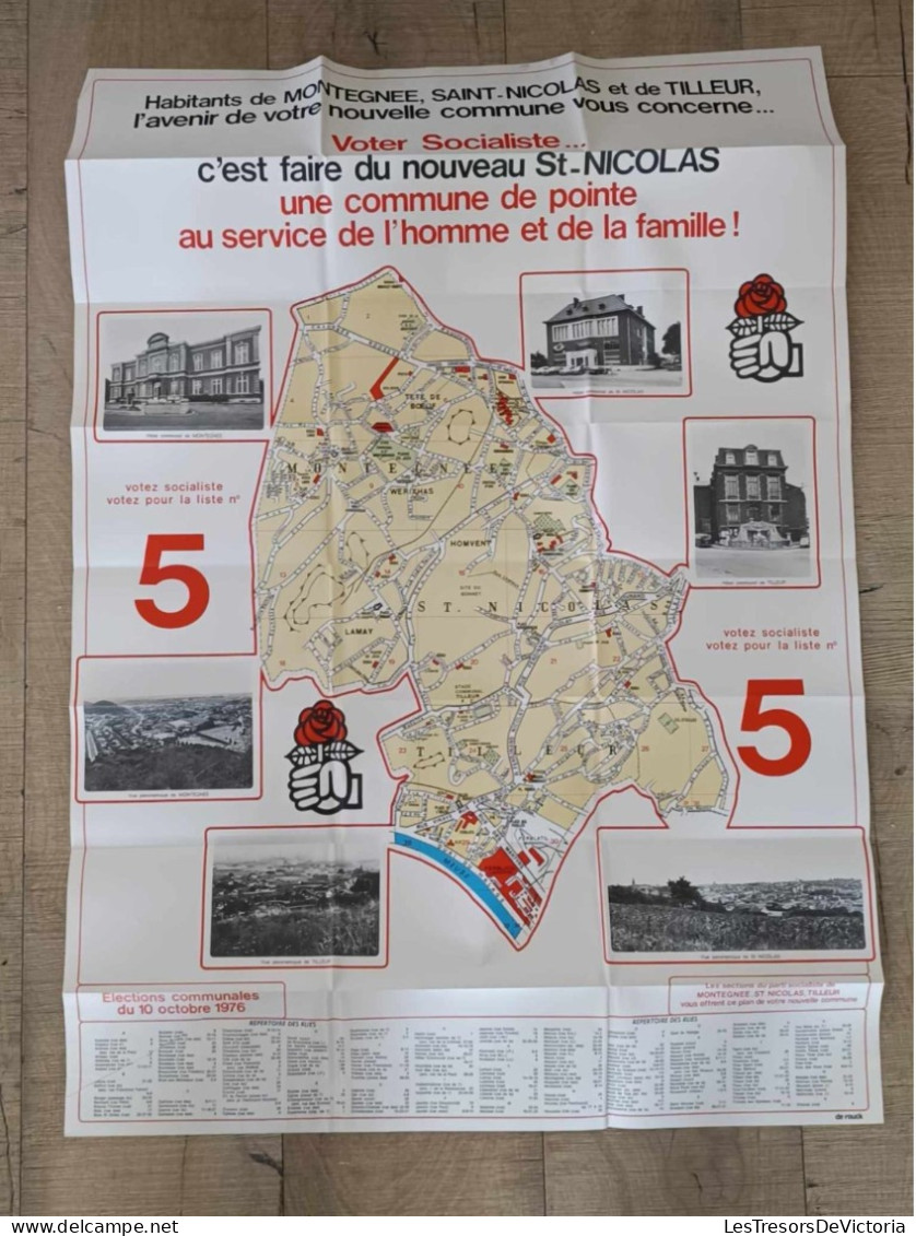 Belgique - Montegnée - Saint Nicolas - Tilleur - Affiche Politique - Voter Socialiste - Plan Communal - 1976 - Afiches