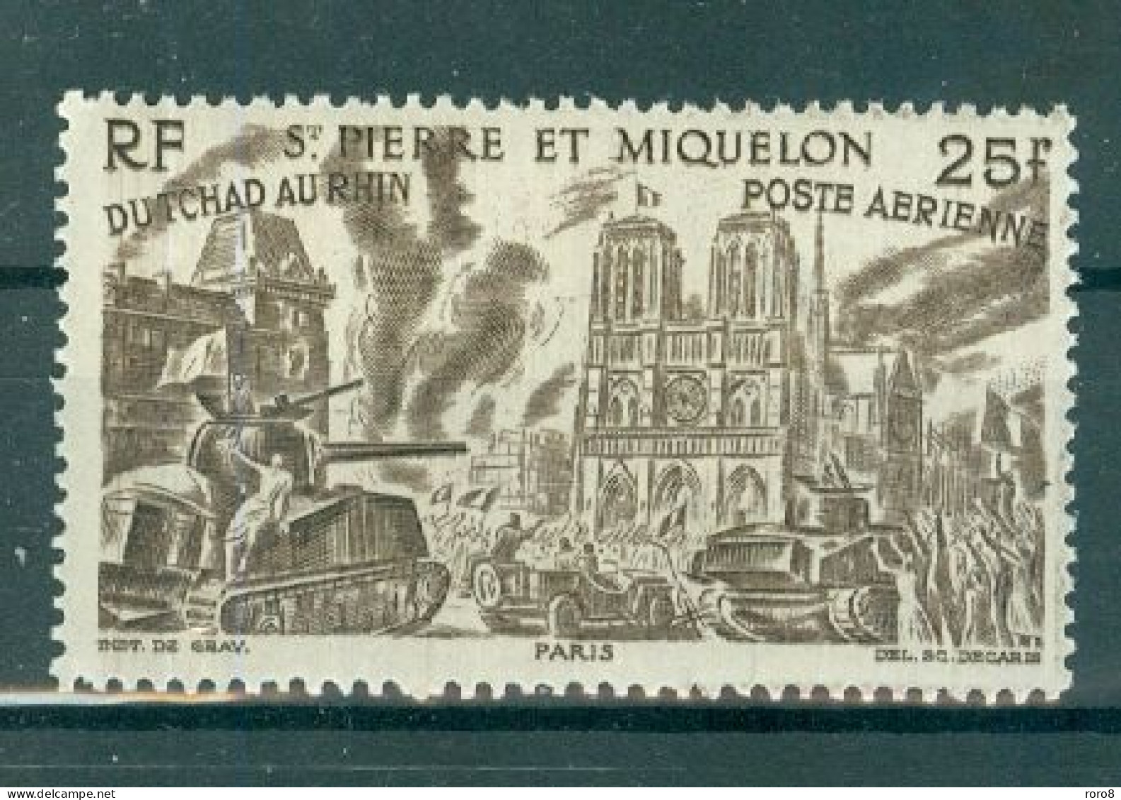 SAINT- PIERRE ET MIQUELON - P.A. N°16* MH Trace De Charnière SCAN DU VERSO. Tchad Au Rhin. - Ungebraucht