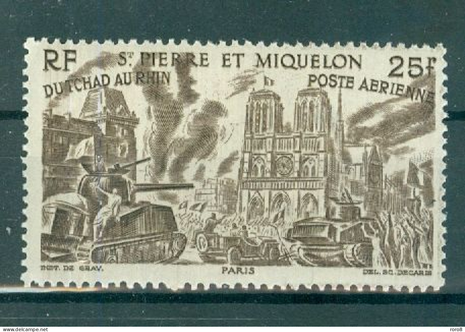 SAINT- PIERRE ET MIQUELON - P.A. N°16* MH Trace De Charnière SCAN DU VERSO. Tchad Au Rhin. - Unused Stamps