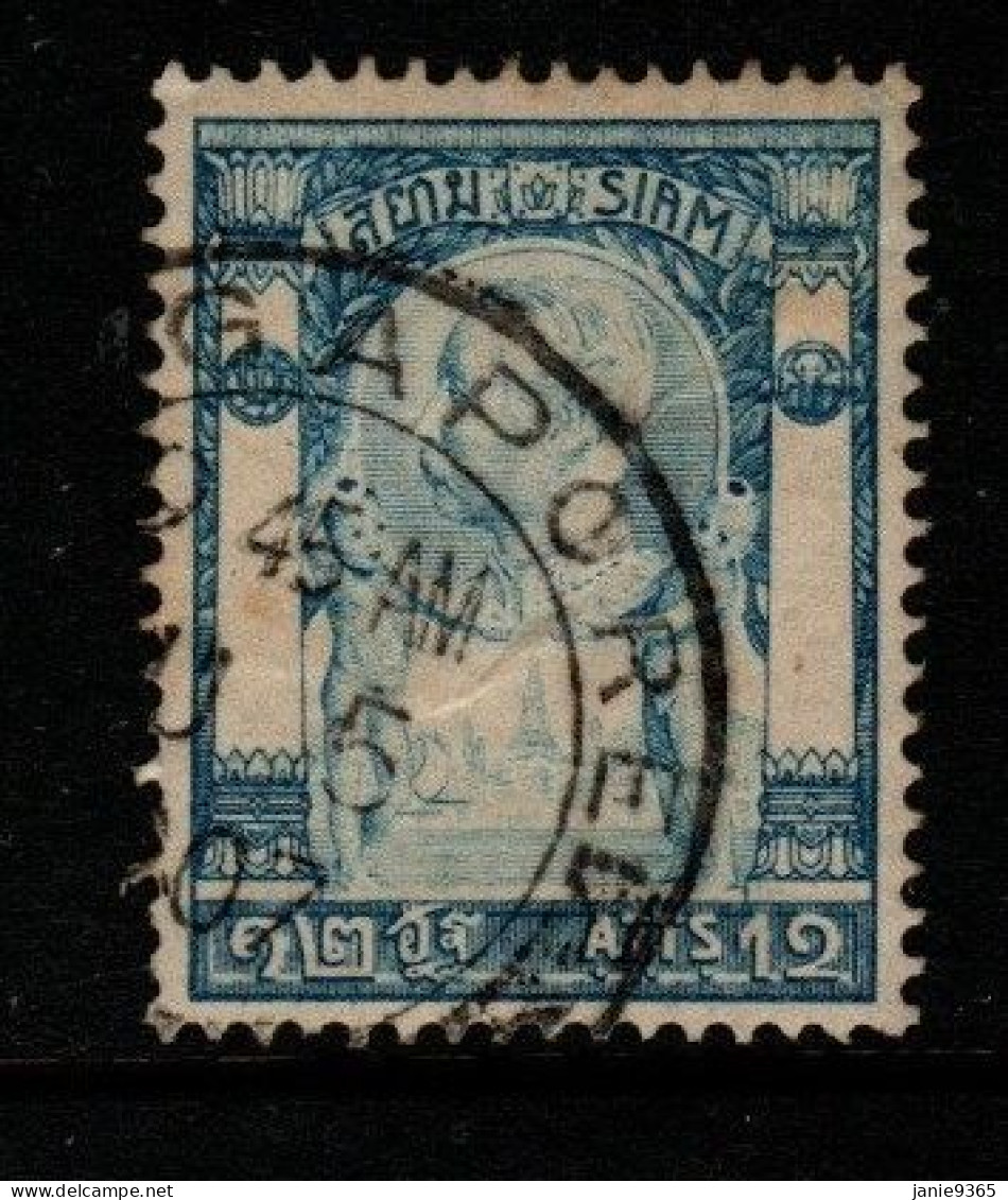 Thailand Cat 100 1905 King Rama V 4th Series 12 Atts Blue,used - Thailand