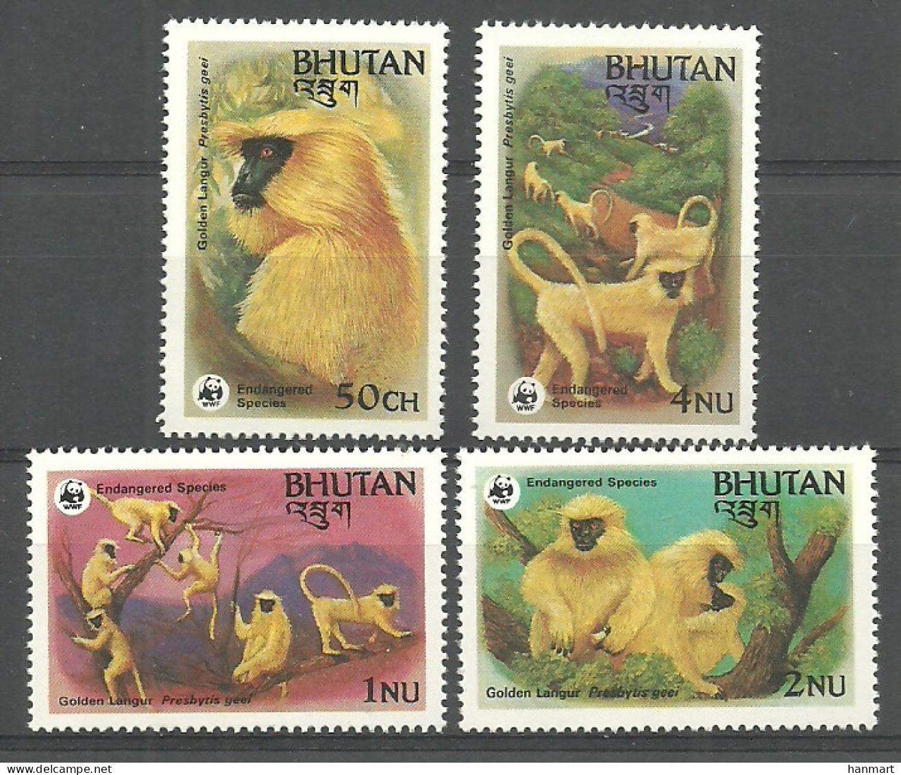 Bhutan 1984 Mi 840-843 MNH  (ZS8 BHT840-843) - Monkeys