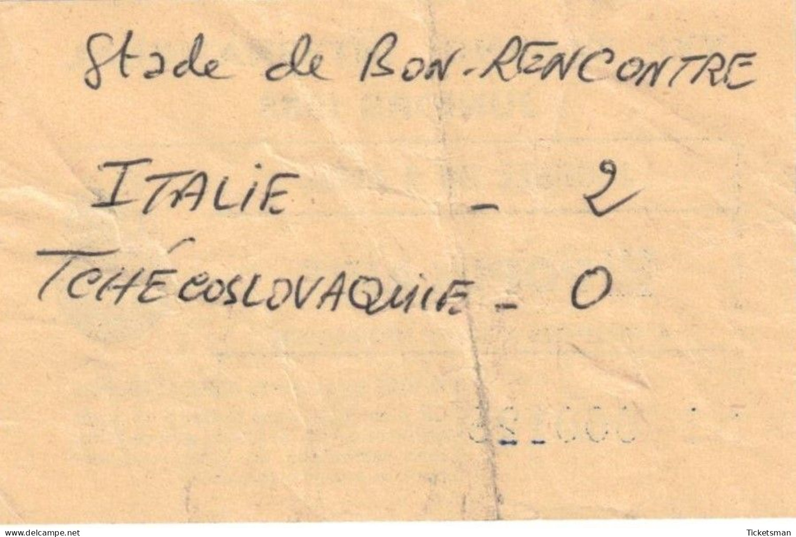 Football Ticket Billet Jegy Biglietto Italia - Tchécoslovaquia 09/04/1968 XXI° Euro U19 - Tickets D'entrée