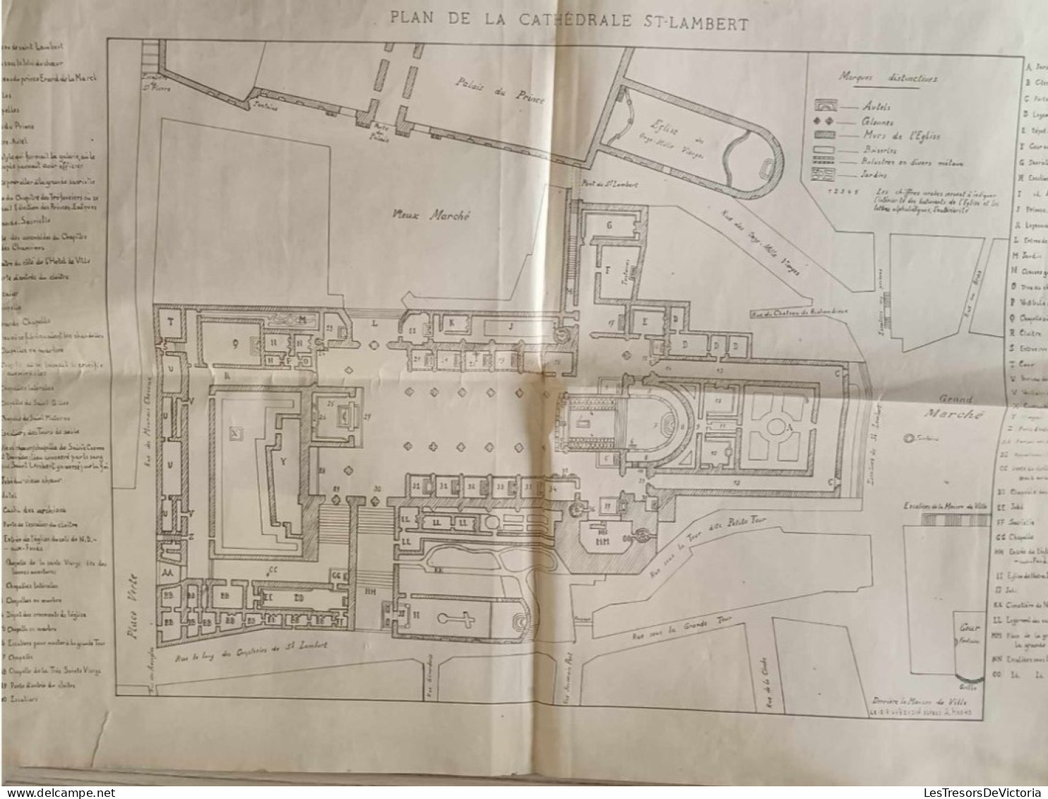 Belgique - Plan De La Cathédrale Saint Lambert - Carte Geographique