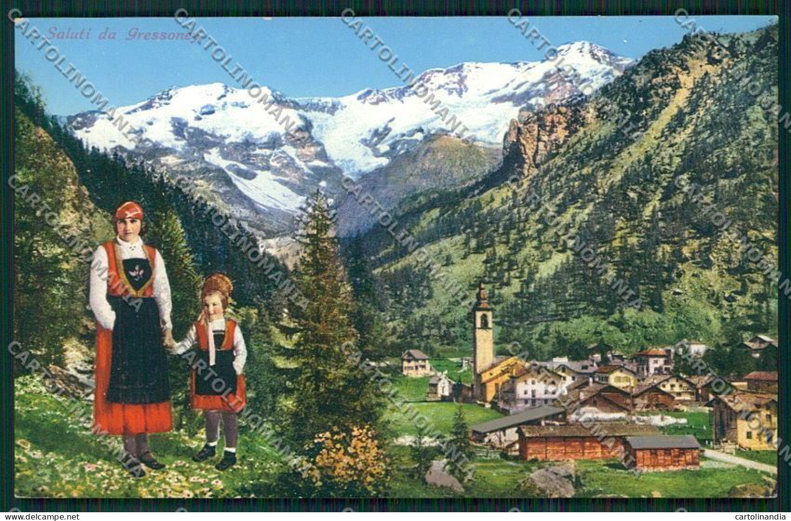 Aosta Gressoney Costumi Cartolina QQ5900 - Aosta