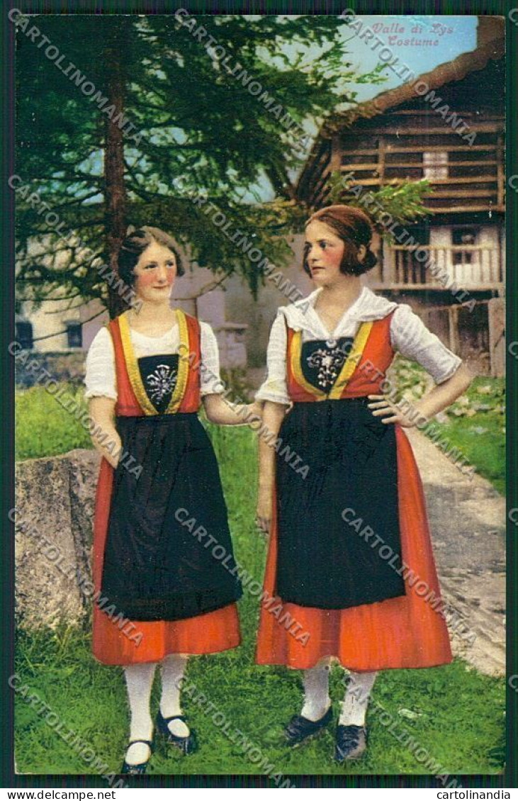 Aosta Valle Lys Costumi Cartolina QQ6111 - Aosta