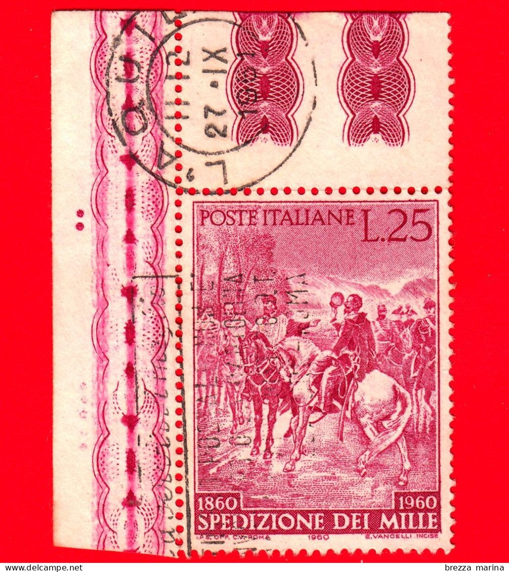 ITALIA - Usato - 1960 - Centenario Della Spedizione Dei Mille -  Incontro Tra Garibaldi E Vittorio Emanuele II - 25 L. - 1946-60: Gebraucht