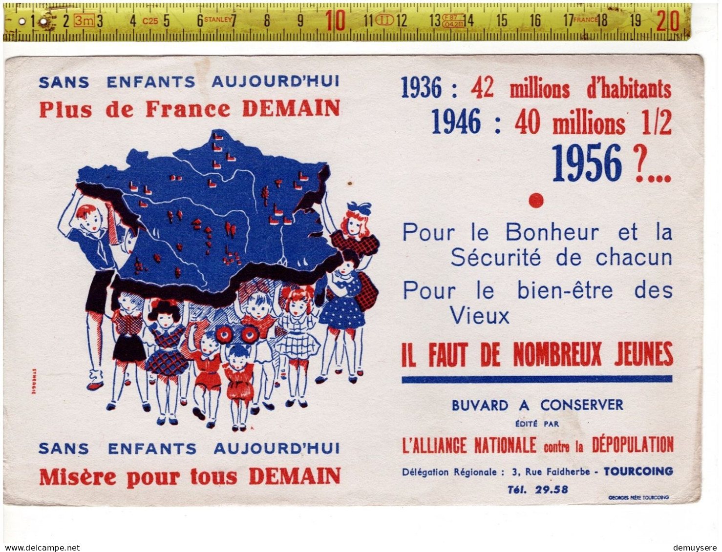 SOLDE 2016 ( BUVARD ) SANS ENFANTS AUJOURDHUI PLUS DE FRANCE DEMAIN 1956 - Autres & Non Classés