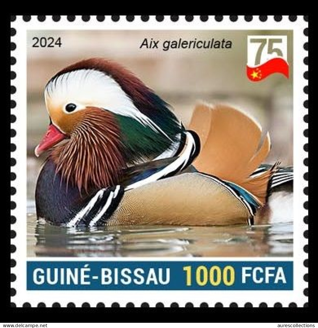 GUINEA BISSAU 2024 STAMP 1V - CHINA BIRDS - CANARD MANDARIN DUCK - 75 ANNIV. OF CHINA - MNH - Patos