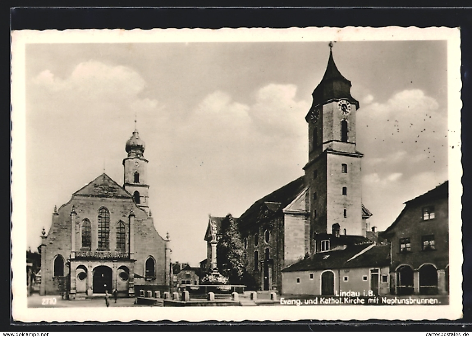AK Lindau I. B., Evang. Und Kathol. Kirche Mit Neptunsbrunnen  - Lindau A. Bodensee