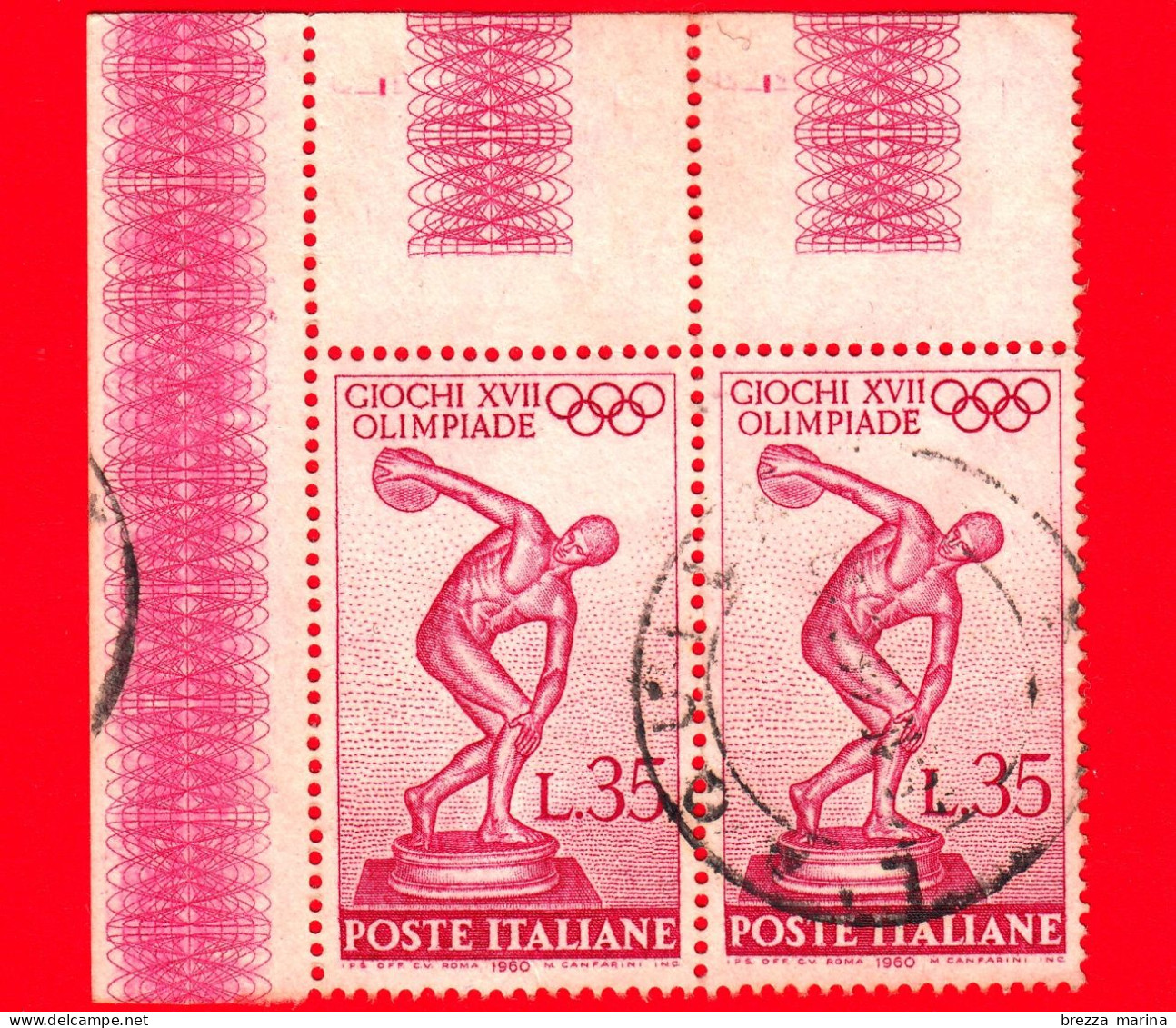 ITALIA - Usato - 1960 - Giochi Della XVII Olimpiade - Discobolo Di Mirone - 35 L. - 1946-60: Oblitérés