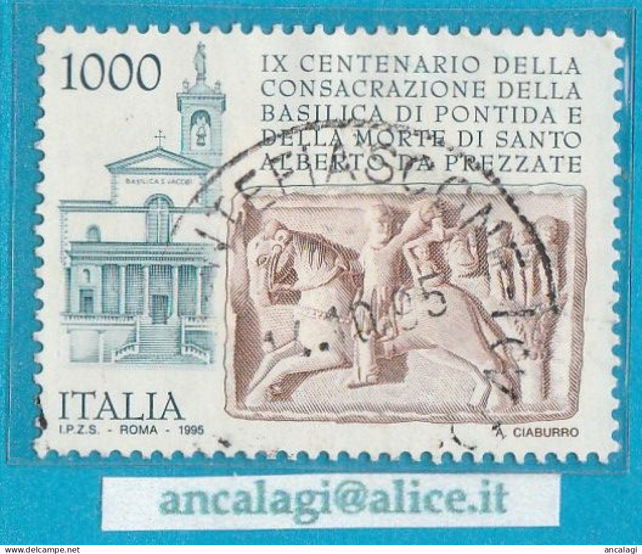 USATI ITALIA 1995 - Ref.0729 "BASILICA DI PONTIDA" 1 Val. - - 1991-00: Used