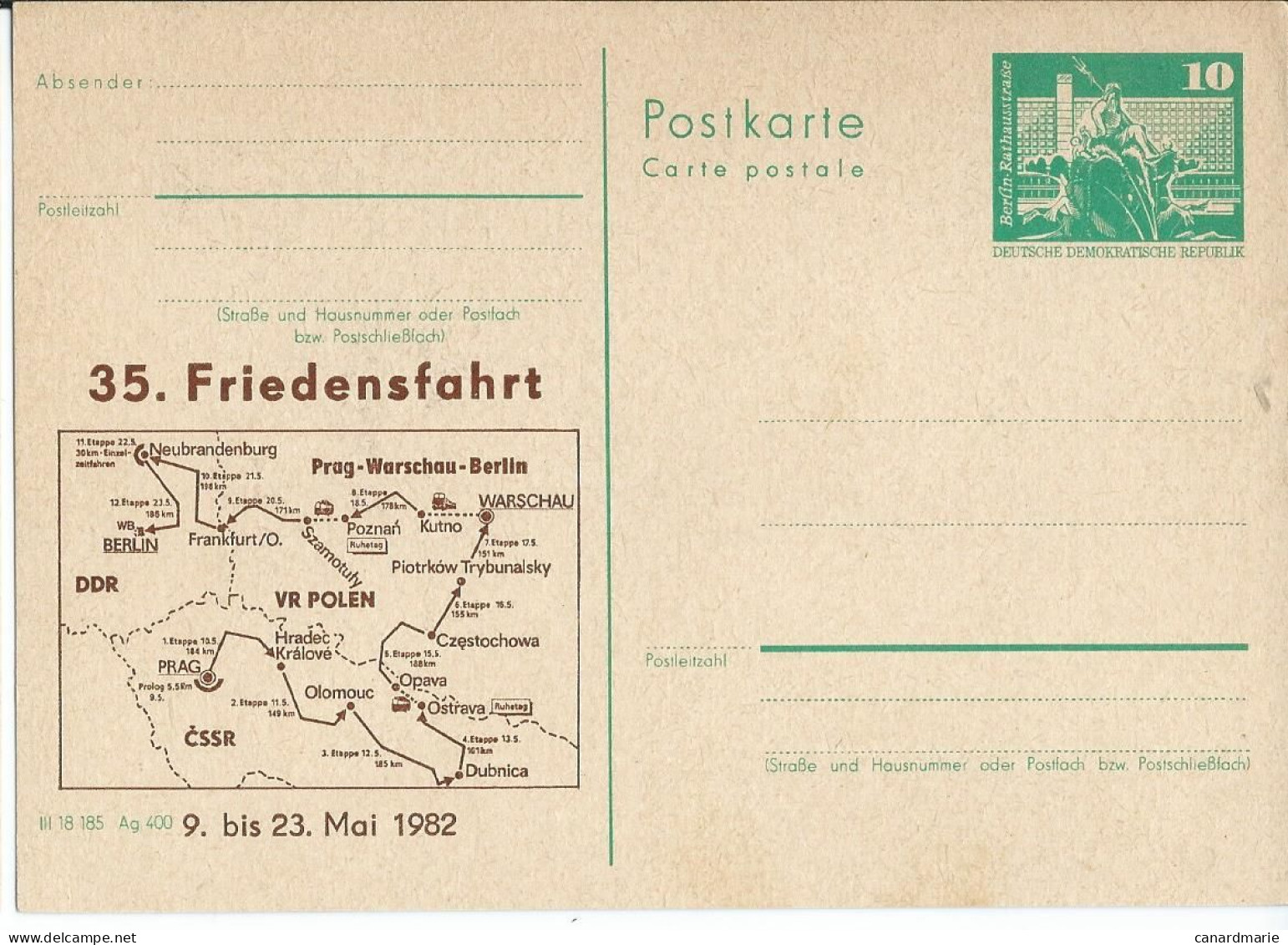 7 ENTIERS POSTAUX DDR AVEC ILLUSTRATIONS OU CACHETS FRIEDENSFAHRT - COURSE DE LA PAIX - - Cycling