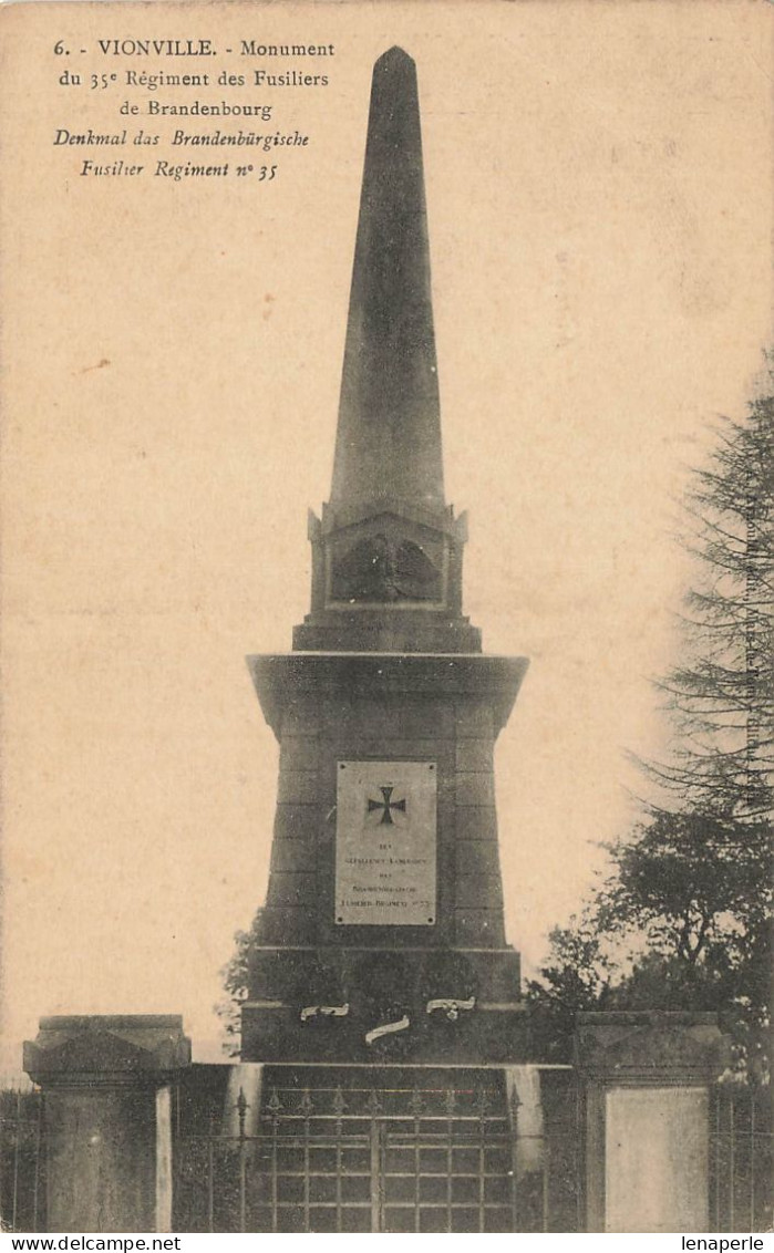 D6669 Vionville Monument Du 35 E Régiment Des Fusiliers De Brandenbourg - Other & Unclassified