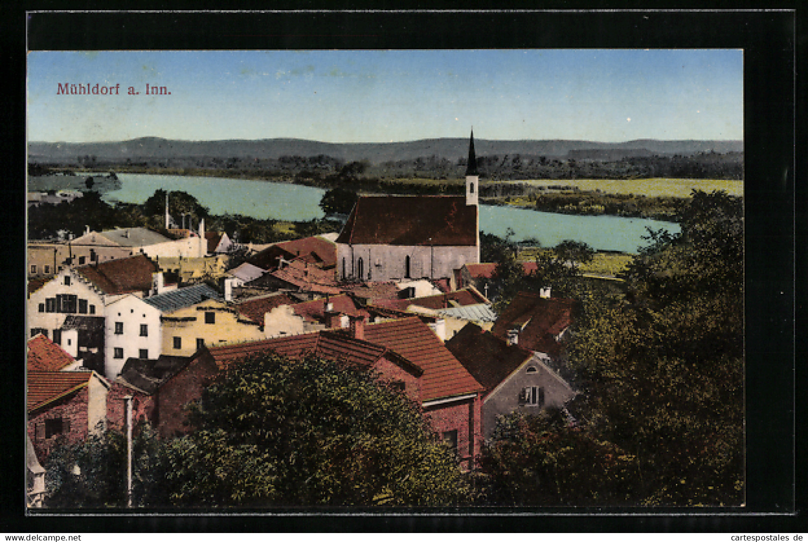 AK Mühldorf A. Inn., Blick über Dächer Und Fluss  - Mühldorf