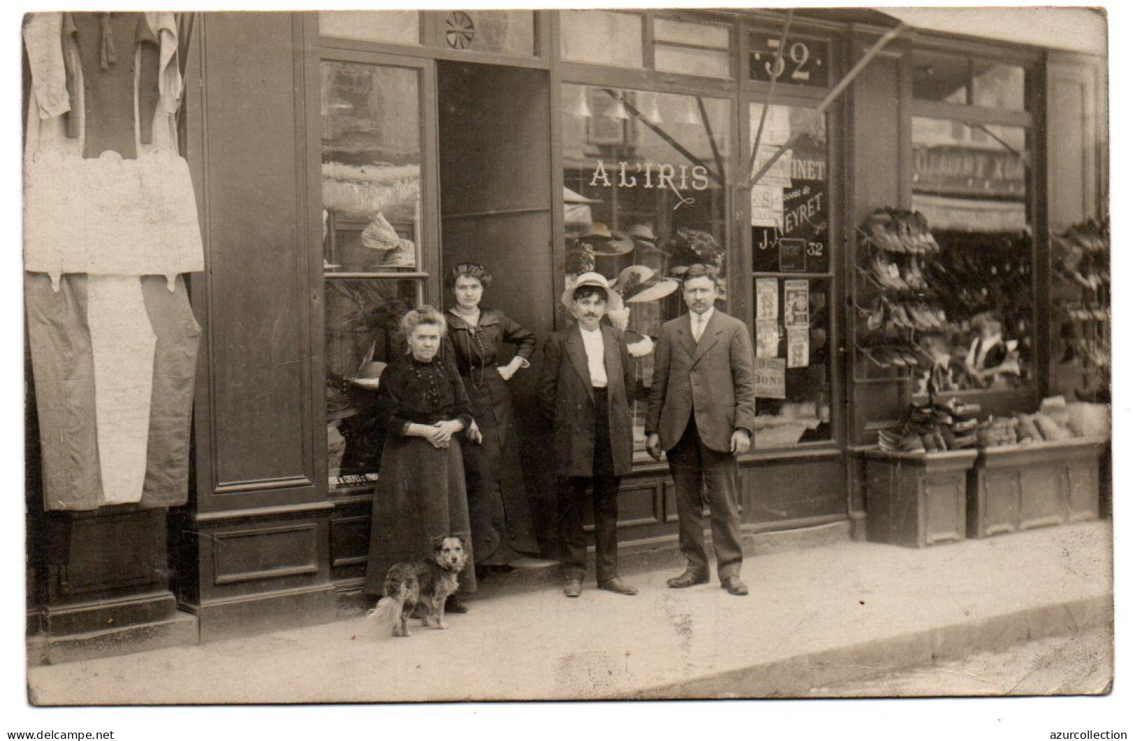 Devanture De Magasin De Chapeaux Et Chaussures " A L'Iris ". Carte Photo Animée Non Située - Shops