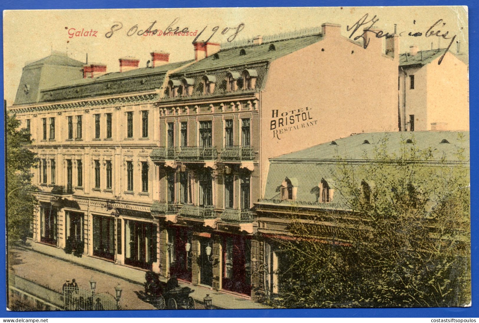 2927.ROMANIA - GALATI , GALATZ , HOTEL BRISTOL, VERY NICE 1908 POSTCARD - Romania