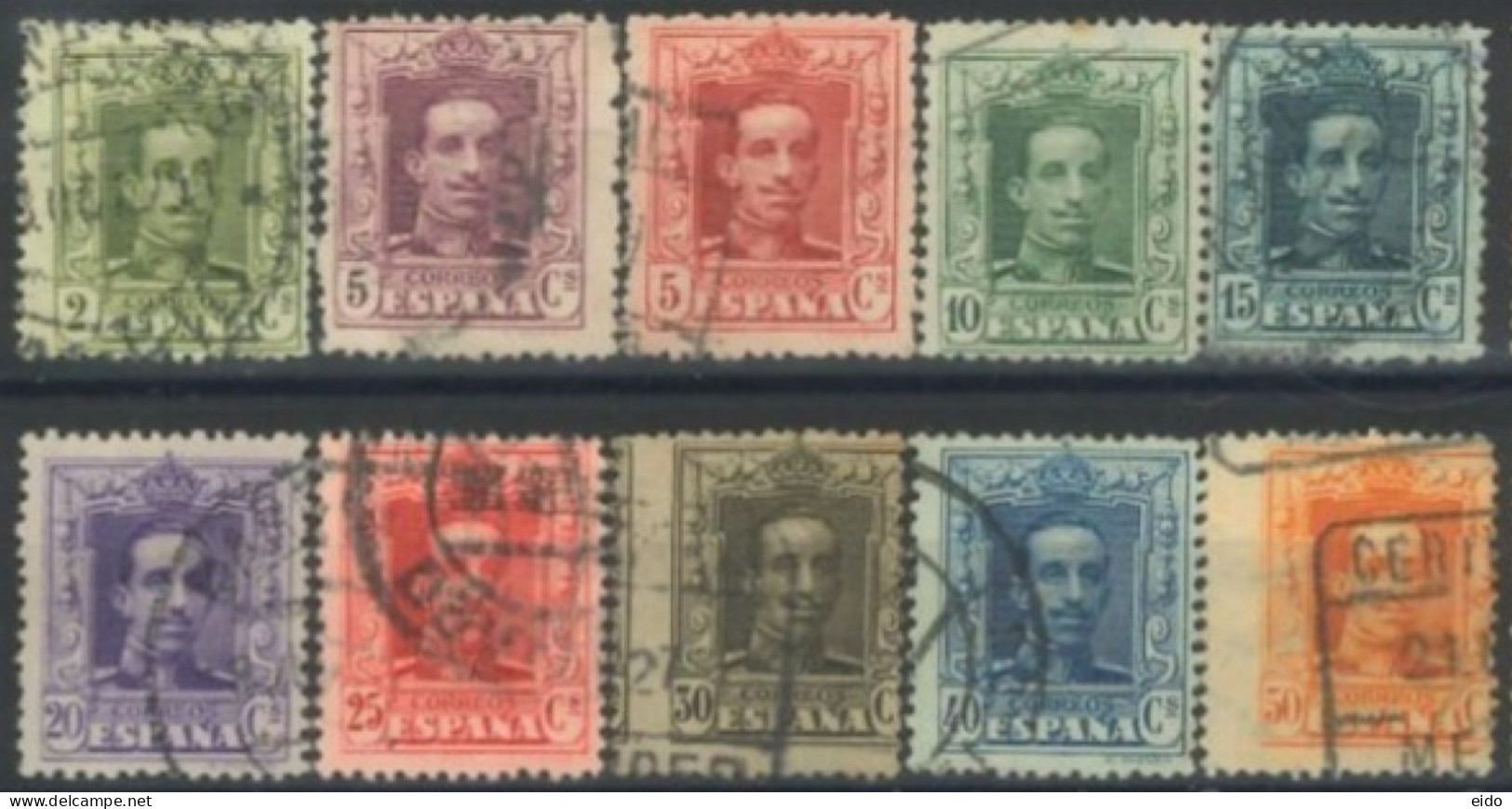 SPAIN, 1922/26, KING ALFONSO XIII STAMPS SET OF 10, # 331/33, &335/41, USED. - Usados