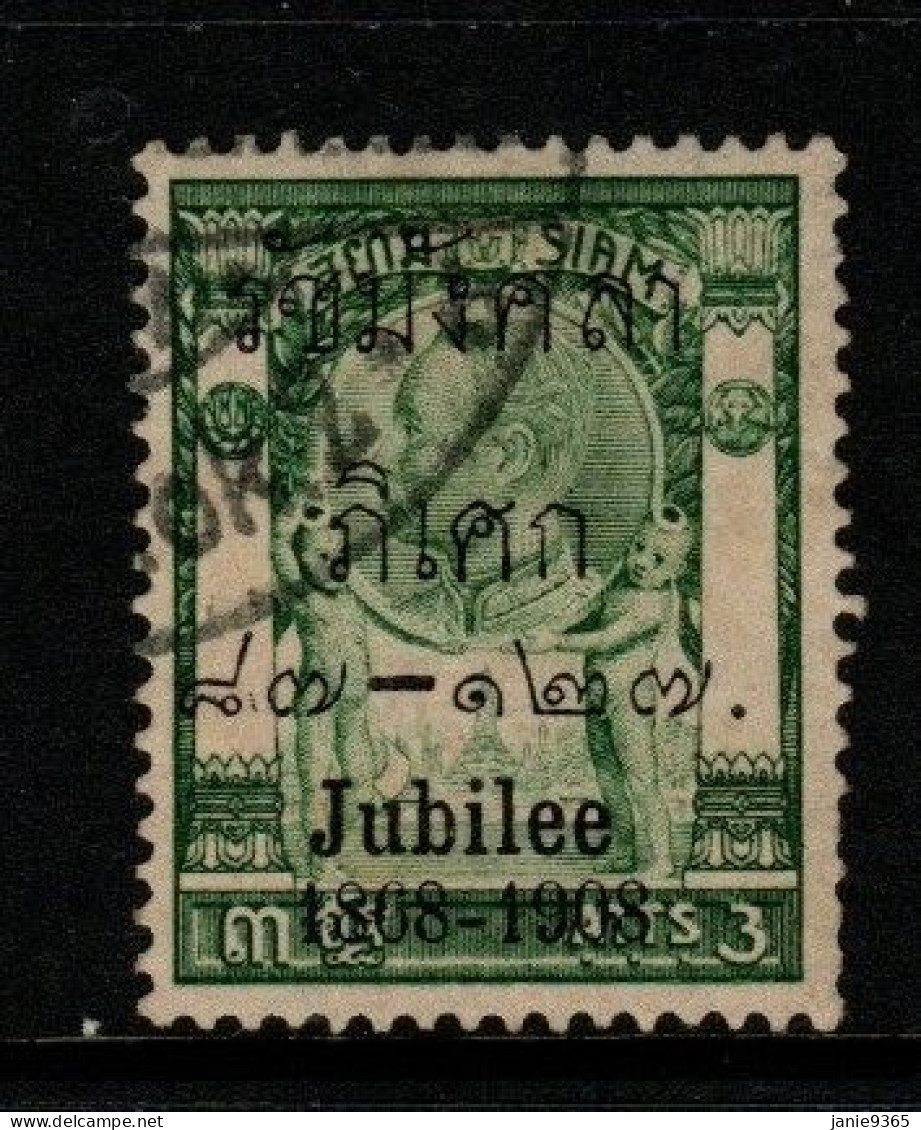 Thailand Cat 115 1908 King Rama V Jubilee 3 Atts  Green, Used - Thailand