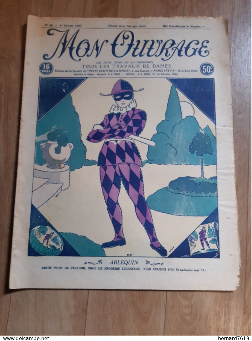 Revue - Mon Ouvrage - Le Petit Echo De La Broderie -tous Les Travaux De Dames  Annee 1927 N°95 Arlequin - Magazines - Before 1900