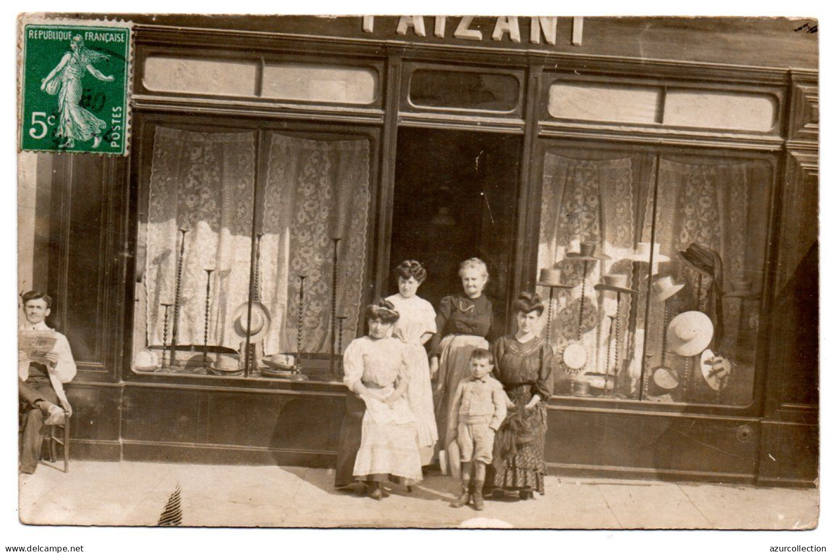 Devanture Chapellerie " Faizant. Carte Photo Animée Non Située. ( Lyon ? ) - Negozi