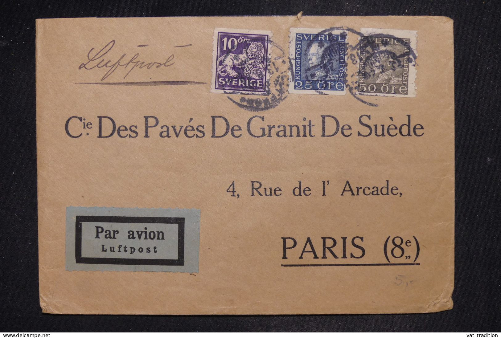 SUEDE - Lettre Par Avion  Aff Tricolore Pour La France - 1928 - A 2836 - Briefe U. Dokumente