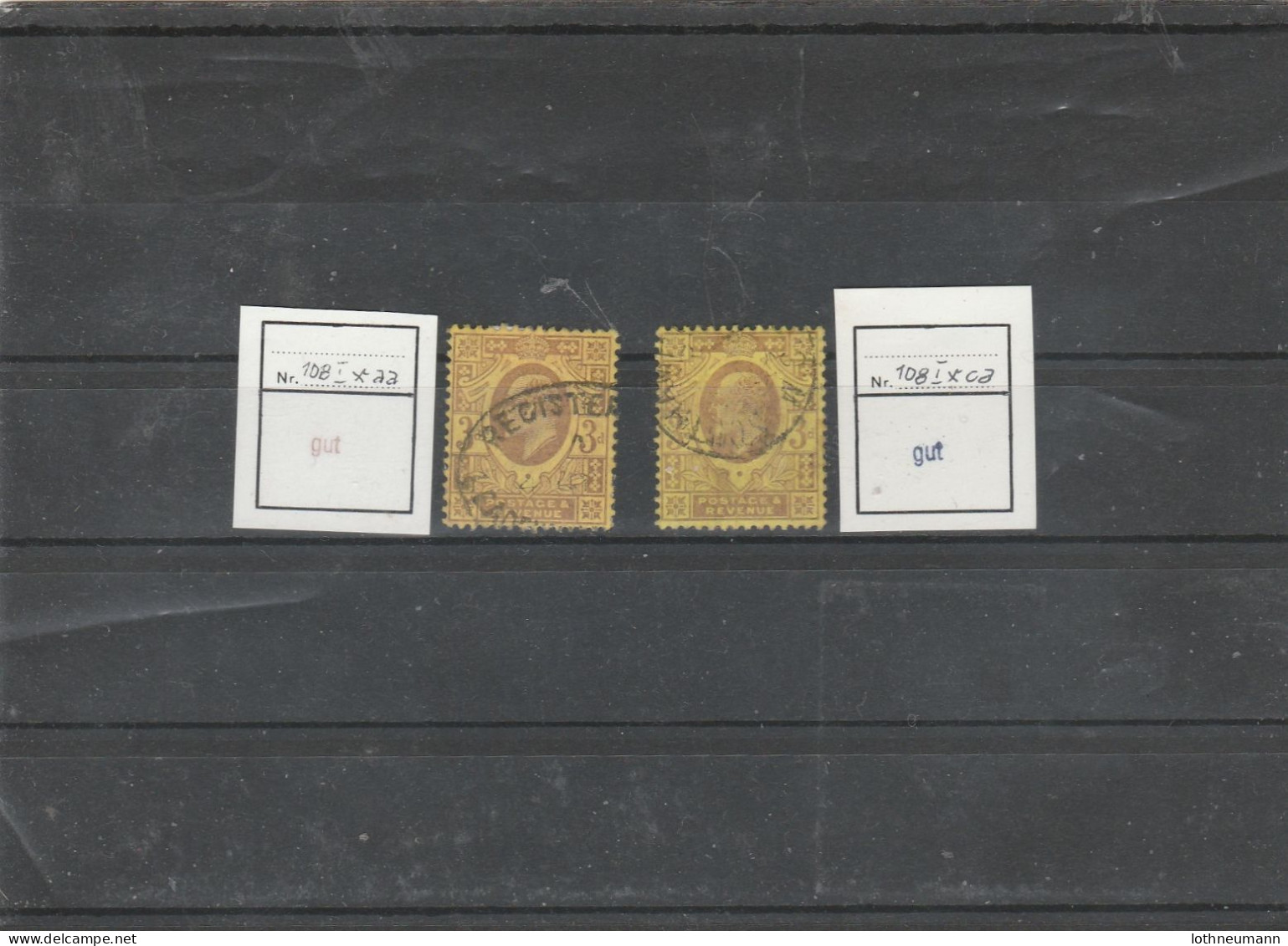 GB 1906/08: 3 D EVII ,chalk-surf. Pap.,on Orange-yellow And On Lemon Pap.; S.G.-spes. M20(1) And M20(4)       O - Usados