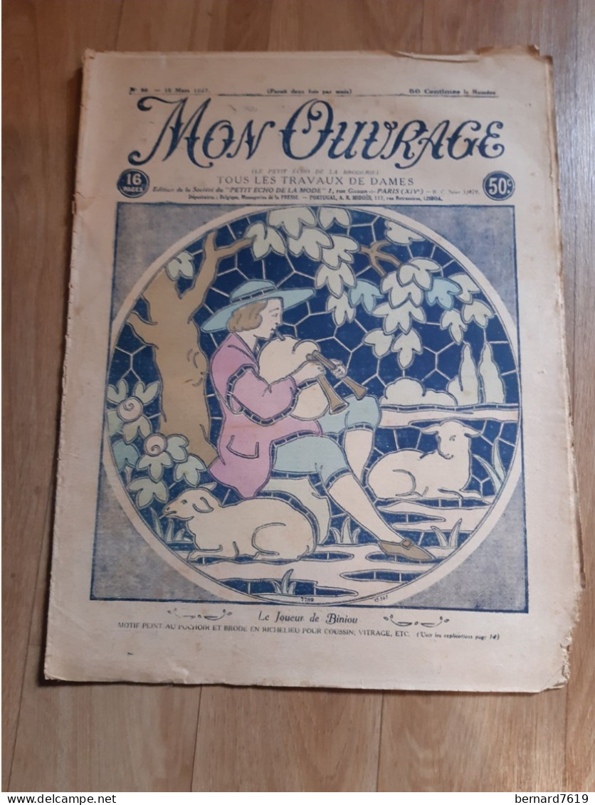 Revue - Mon Ouvrage - Le Petit Echo De La Broderie -tous Les Travaux De Dames  Annee 1927 N°98 Le Joueur De Biniou - Revues Anciennes - Avant 1900