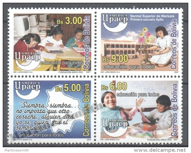 Bolivia 2007 Yvert 1310-13, América UPAEP, Education For All - MNH - Bolivie