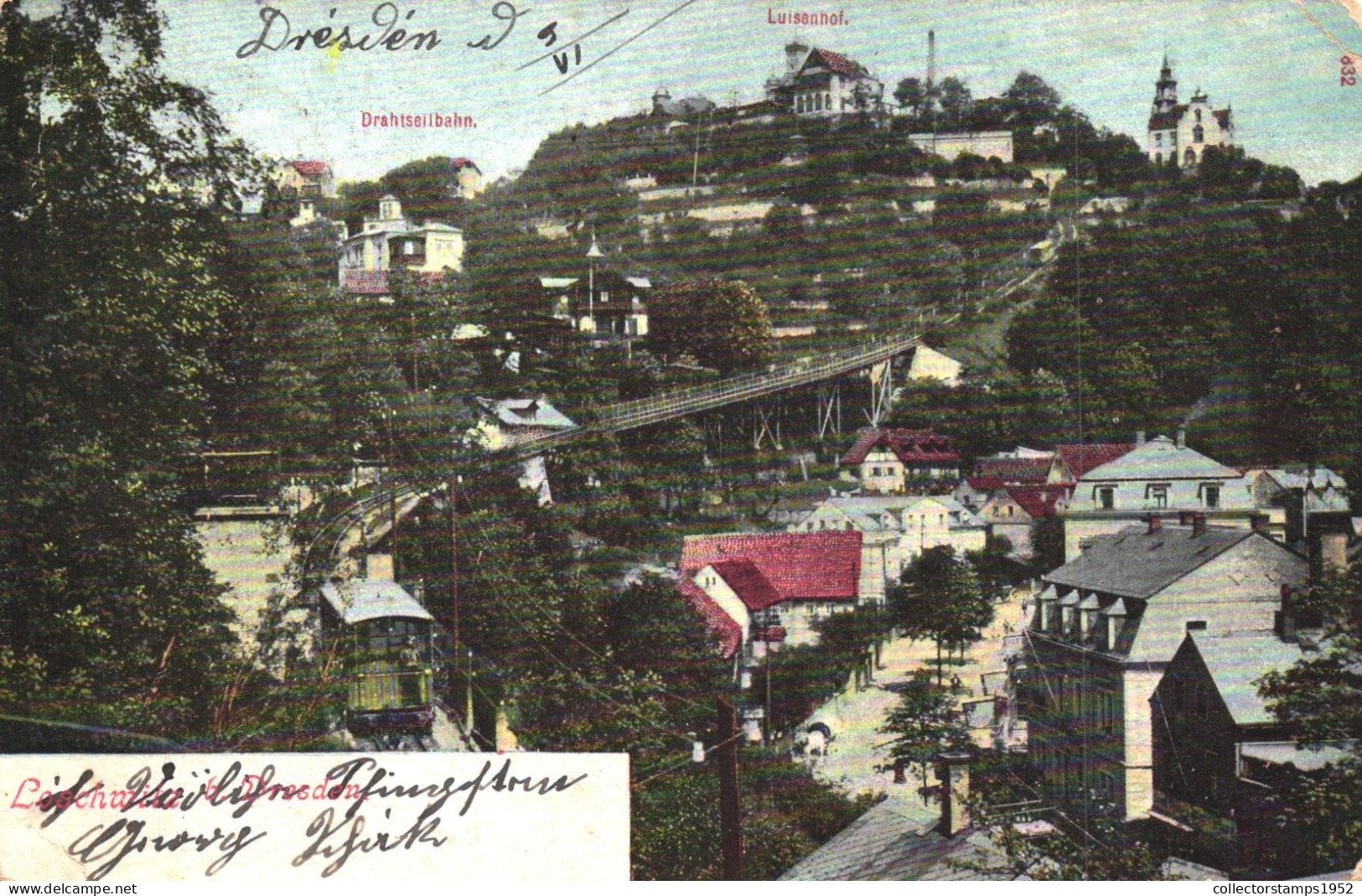 DRESDEN, SAXONY, FUNICULAR TRAIN, ARCHITECTURE,  GERMANY, POSTCARD - Dresden