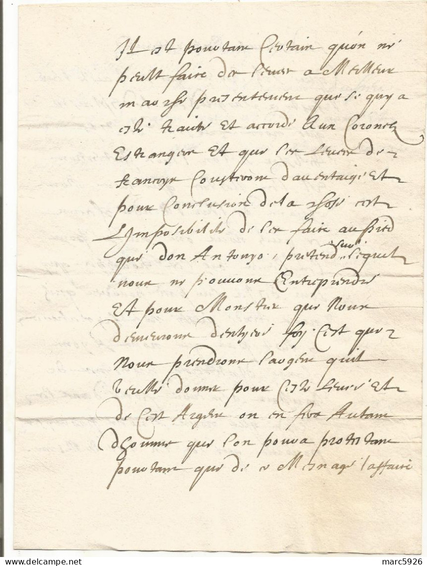 N°1887 ANCIENNE LETTRE AVEC CACHET DE CIRE ET RUBAN SIGNE DE LOUIS DE BOURBON HENRI DE LORRAINE ET HENRI DE LA TOUR DATE