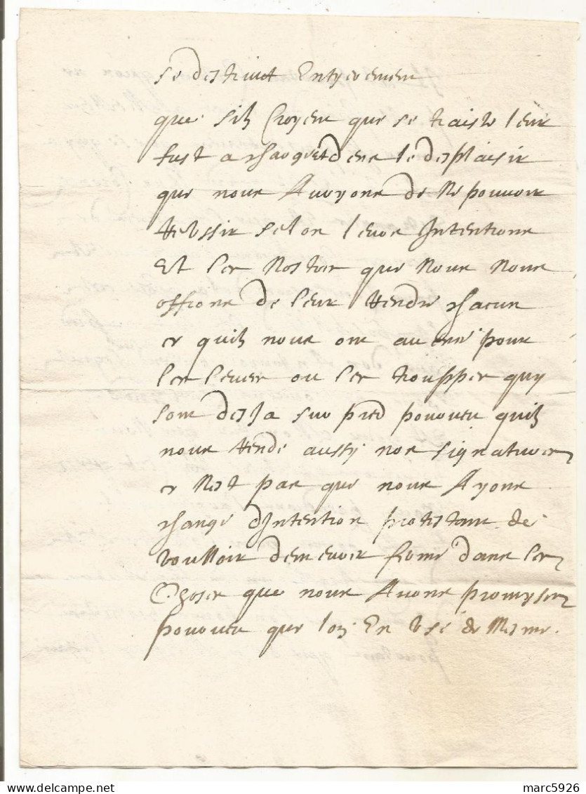 N°1887 ANCIENNE LETTRE AVEC CACHET DE CIRE ET RUBAN SIGNE DE LOUIS DE BOURBON HENRI DE LORRAINE ET HENRI DE LA TOUR DATE