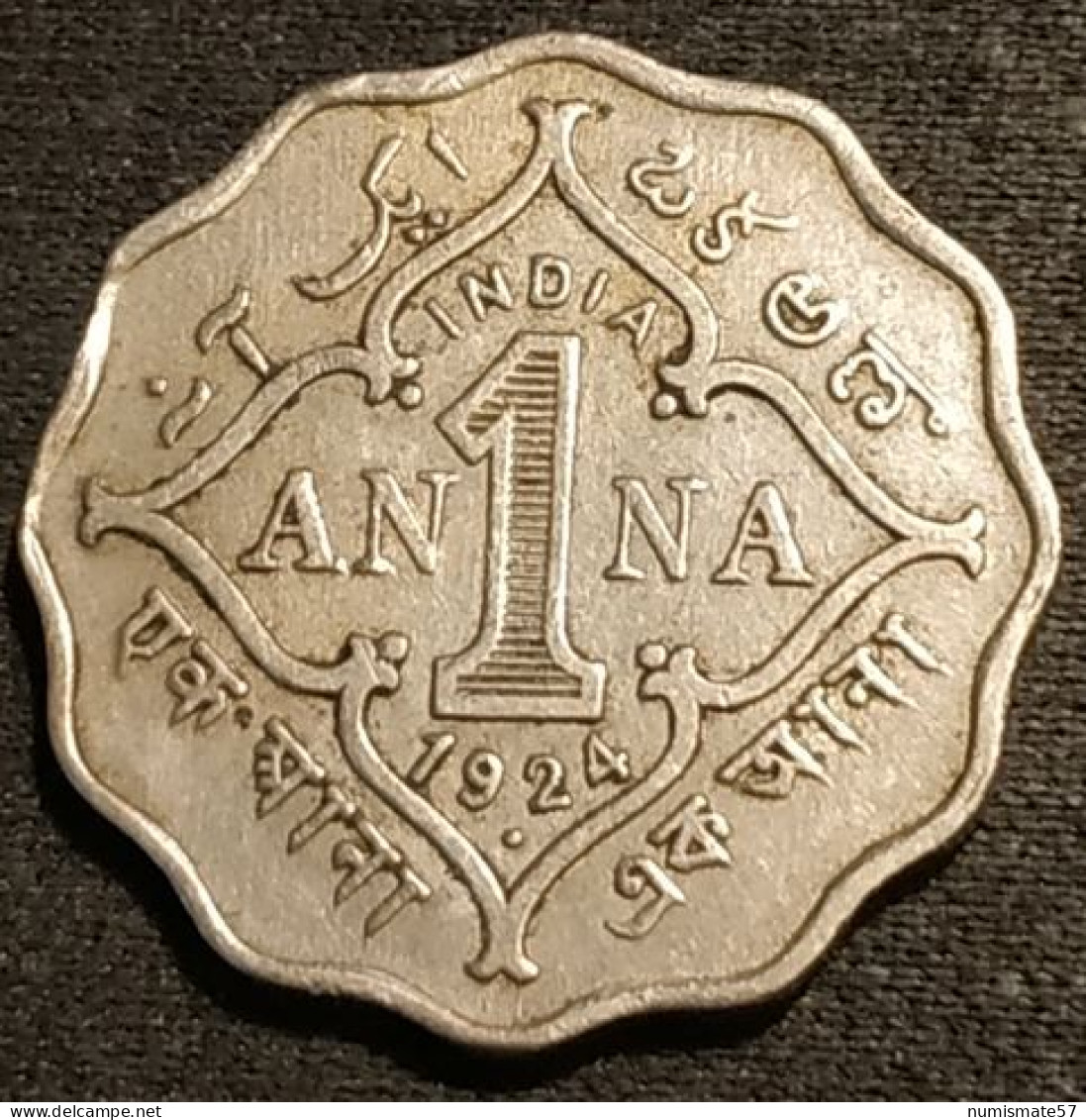 INDE - INDIA - 1 ANNA 1924 • ( Bombay Mint, With Mint Mark ) - George V - KM 513 - Inde