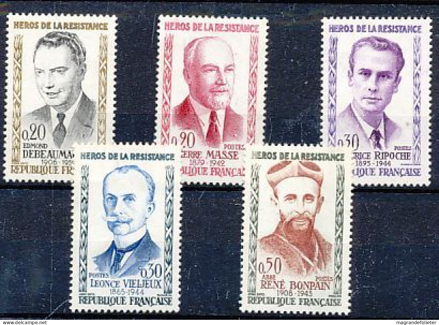 TIMBRE  ZEGEL STAMP FRANCE CELEBRITES RESISTANCE 1248-52  X - Andere & Zonder Classificatie