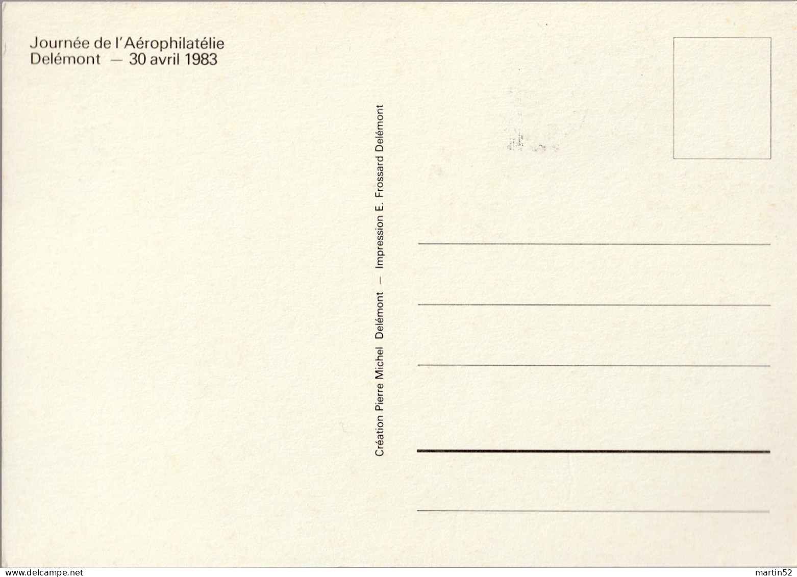 Schweiz Suisse 1983: 2 X Bild-PK 2 X CPI  Avec ⊙ DELÉMONT 30 Avril 1983 Journée De L'aérophilatelie - Andere & Zonder Classificatie