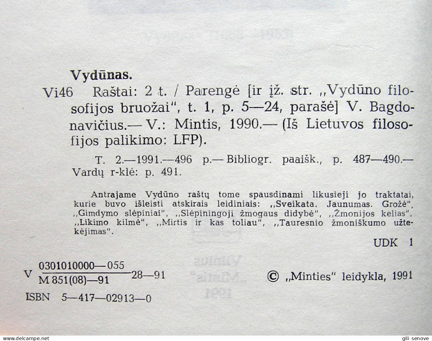 Lithuanian Book / Raštai (II Tomas) By Vydūnas 1991 - Ontwikkeling