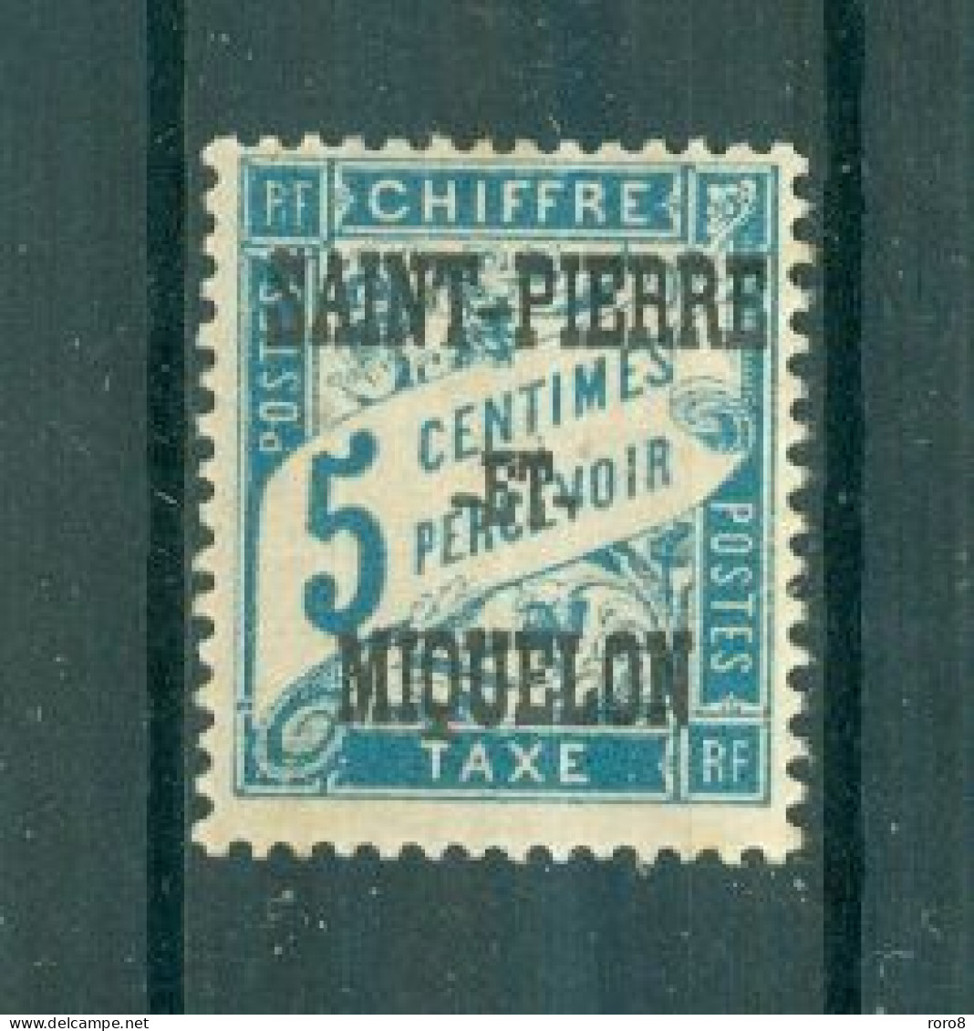 SAINT- PIERRE ET MIQUELON - Timbres-taxe N°10* MH Trace De Charnière SCAN DU VERSO. Timbres De France De 1893-1926 Surch - Neufs